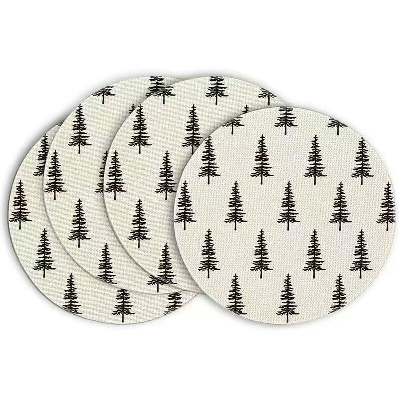 6-Piece White Christmas Tree Round Placemats 38.1cm