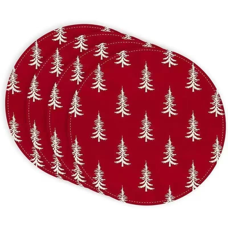 6-Piece White Christmas Tree Round Placemats 38.1cm