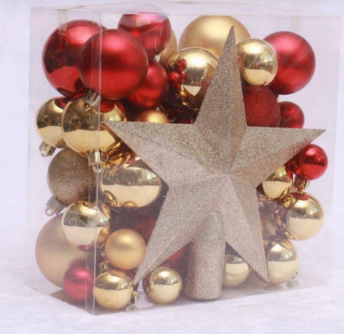 48-Piece Gold and Red Christmas Tree Decorative Ornaments Gift Pack