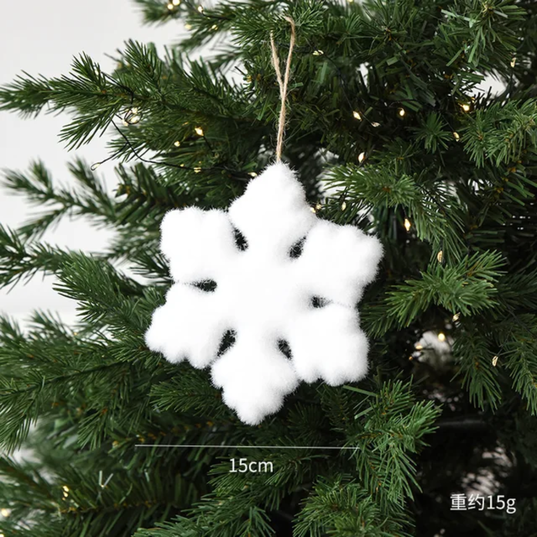 3-Piece White Glitter Snowflake Christmas Ornament 15cm
