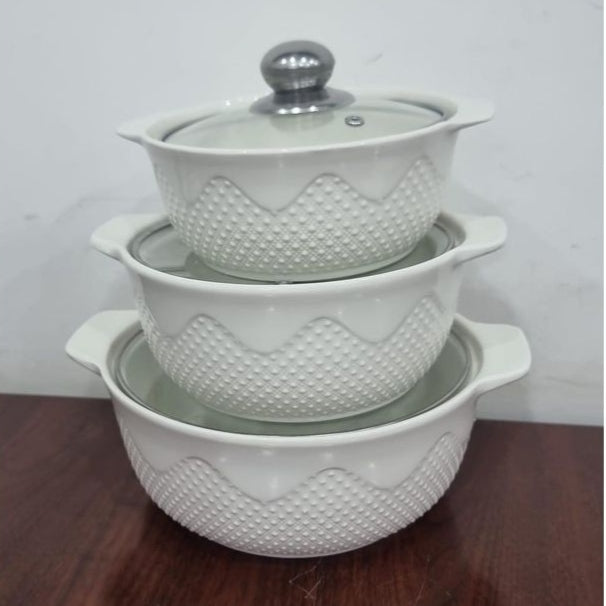 3 Piece Ceramic Serving Bowl Set