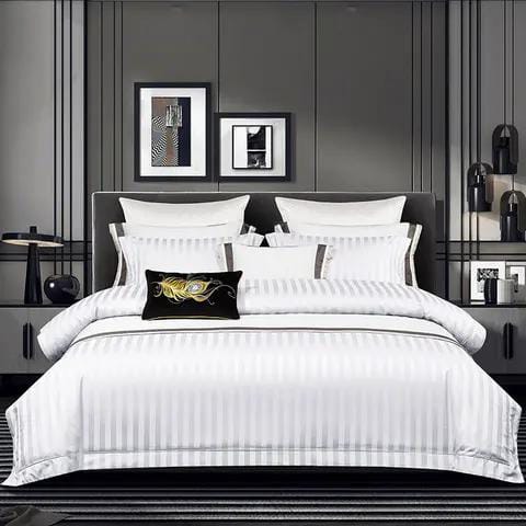 Cotton Satin Striped Duvet Cover Set