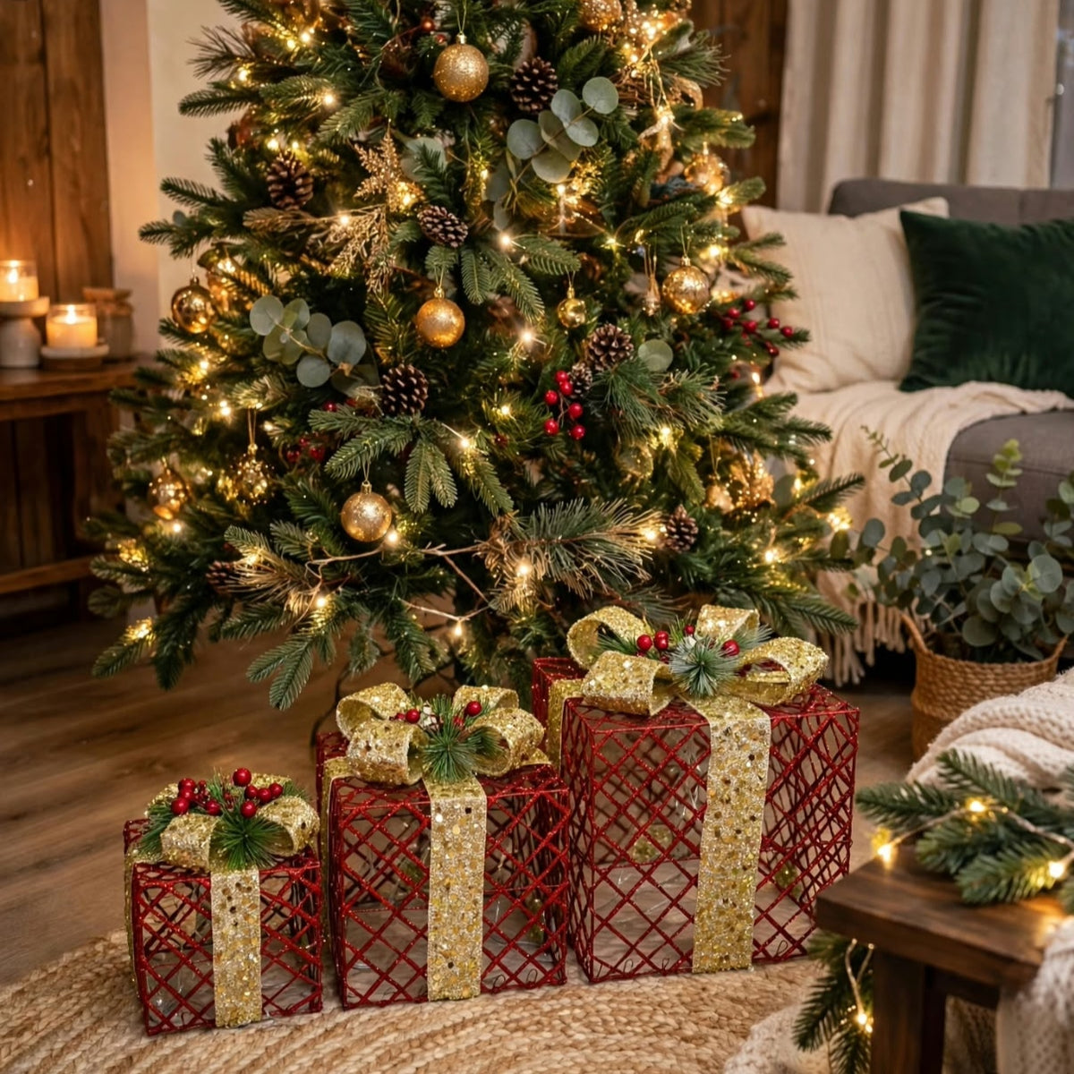Christmas Light Gift Boxes Set Of 3