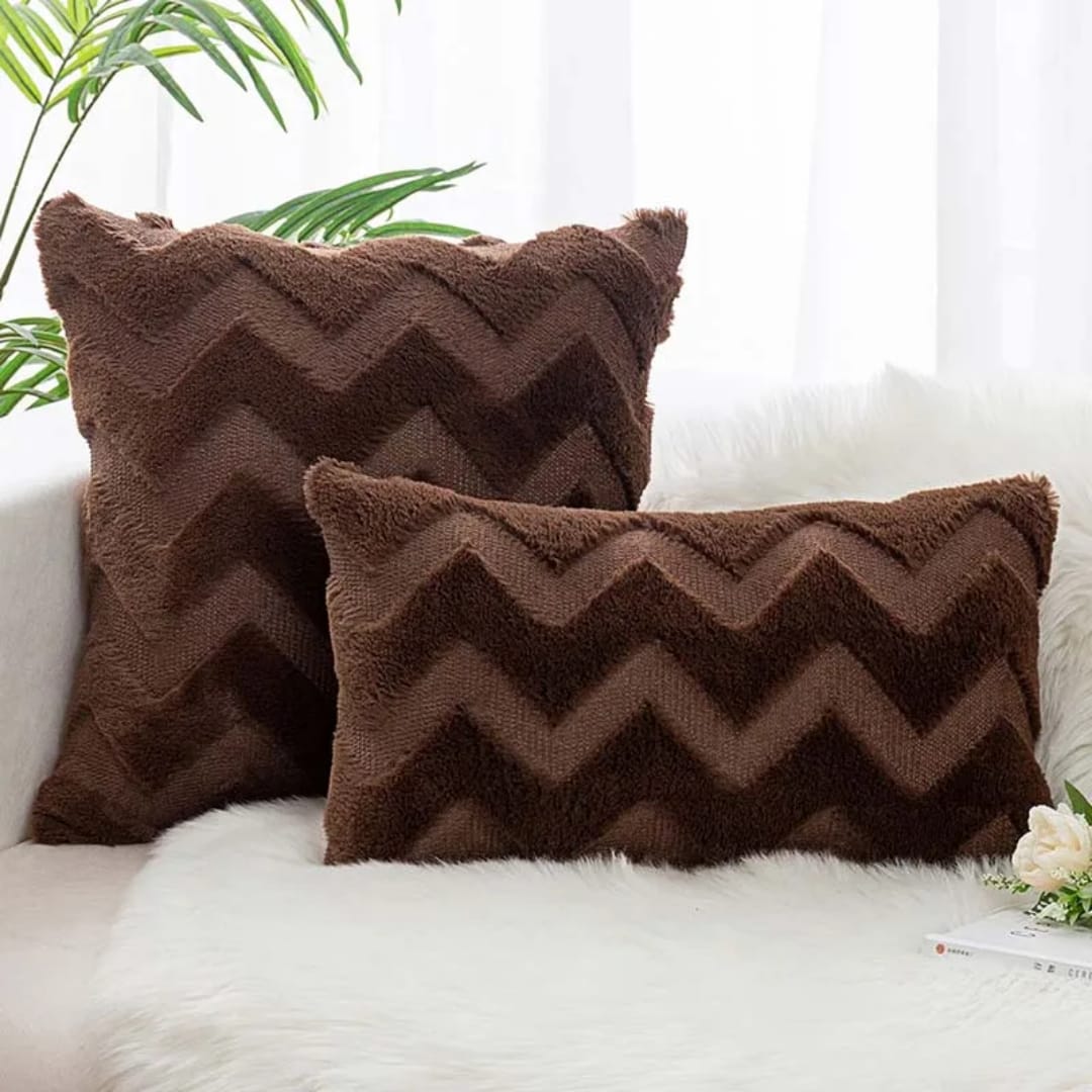 Wave Pattern Plush Cushion Covers