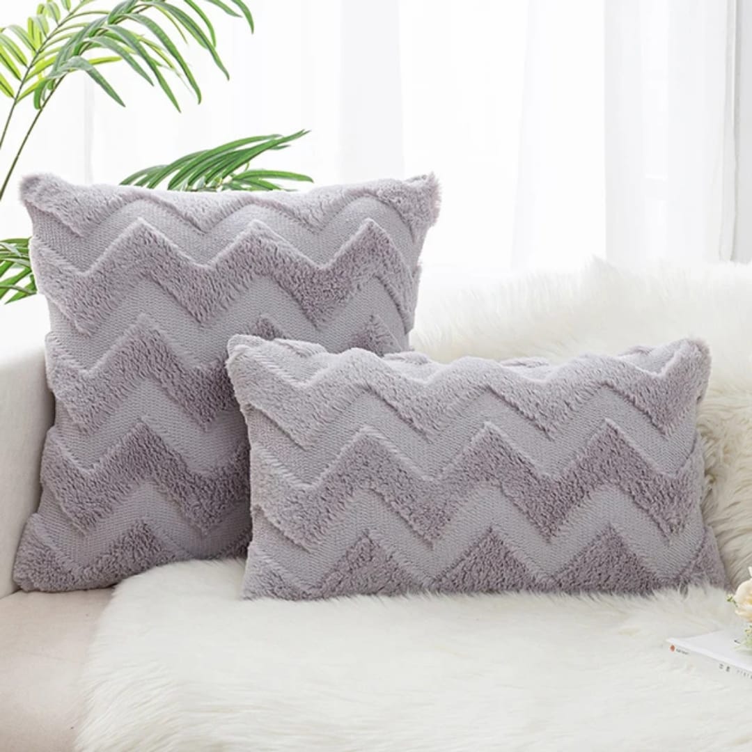 Wave Pattern Plush Cushion Covers