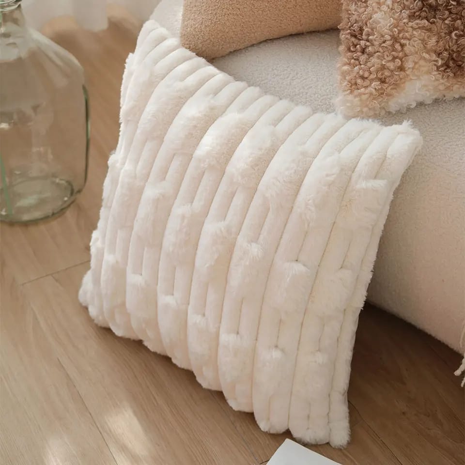 White Plush Cushion Cover 45 x 45 cm