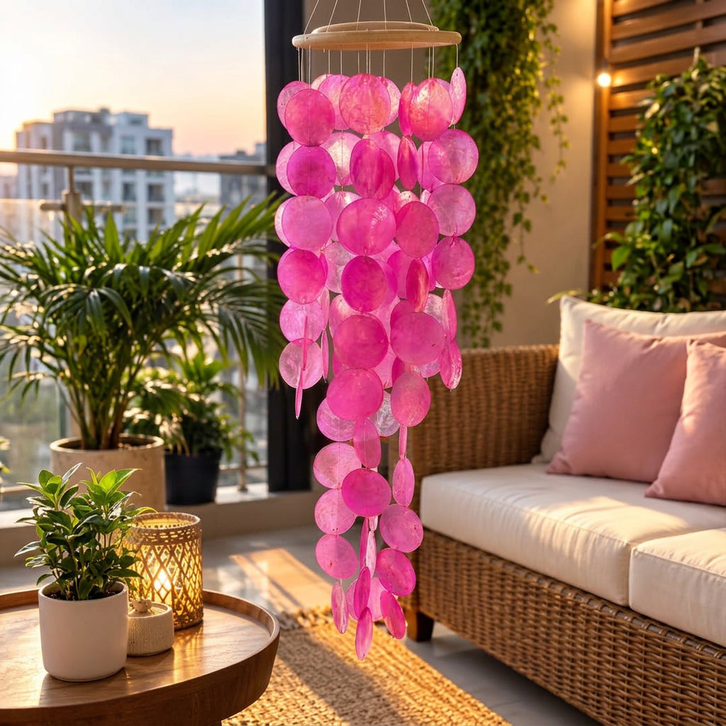 Shell Wind Chime with Wooden Hanging Detail