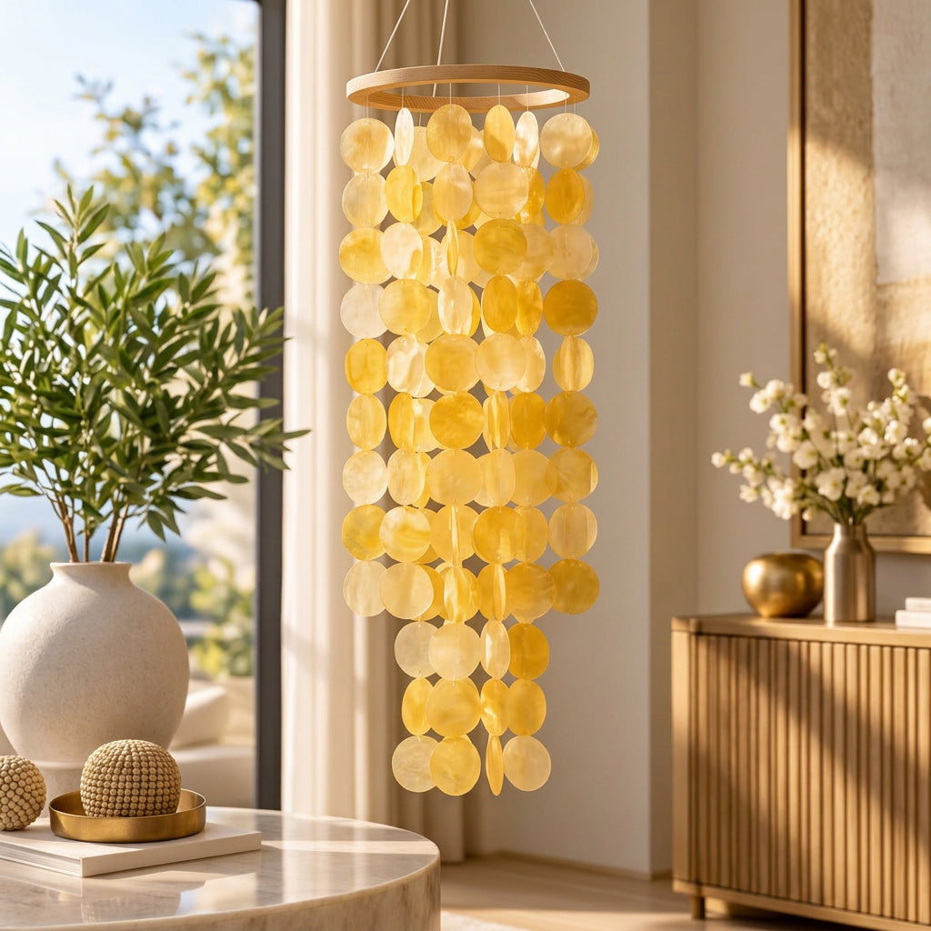 Shell Wind Chime with Wooden Hanging Detail