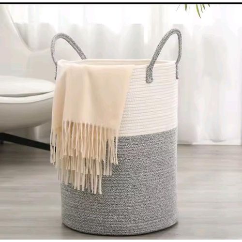 Large Cotton Rope Woven Storage Basket with Handles