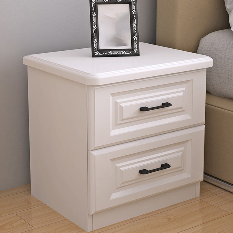 Double drawer wooden nightstand storage cabinet with compact design for bedroom or living room use