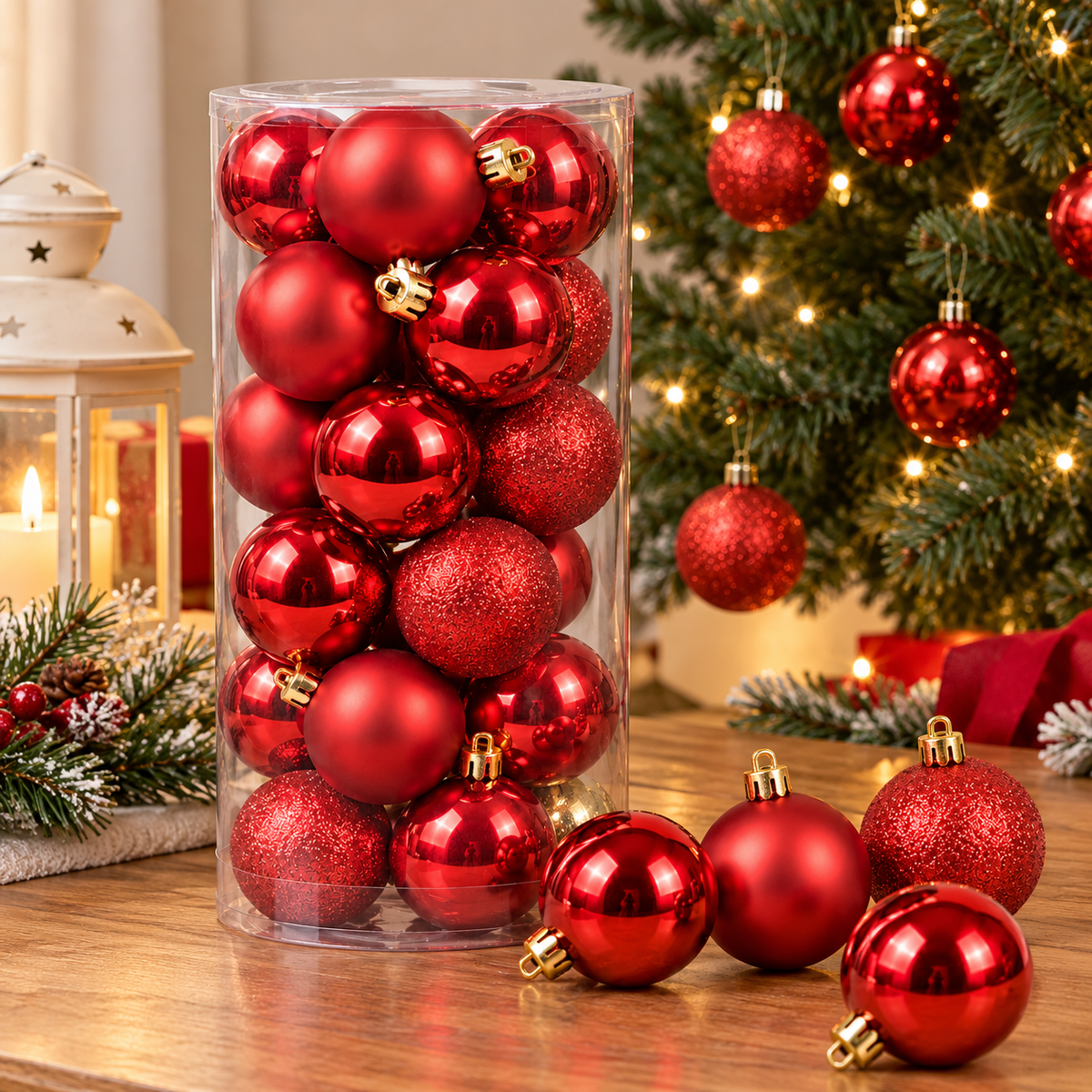 10 cm, set of 20: 10cm Christmas tree bauble ball ornaments set of 20 for festive hanging decorations available in Nairobi, Kenya
8 cm, set of 24: 8cm Christmas tree bauble ball ornaments set of 24 for festive hanging decorations available in Nairobi, Kenya
6 cm, set of 24: 6cm Christmas tree bauble ball ornaments set of 24 for festive hanging decorations available in Nairobi, Kenya
4 cm, set of 24: 4cm Christmas tree bauble ball ornaments set of 24 for festive hanging decorations available in Nairobi, Keny