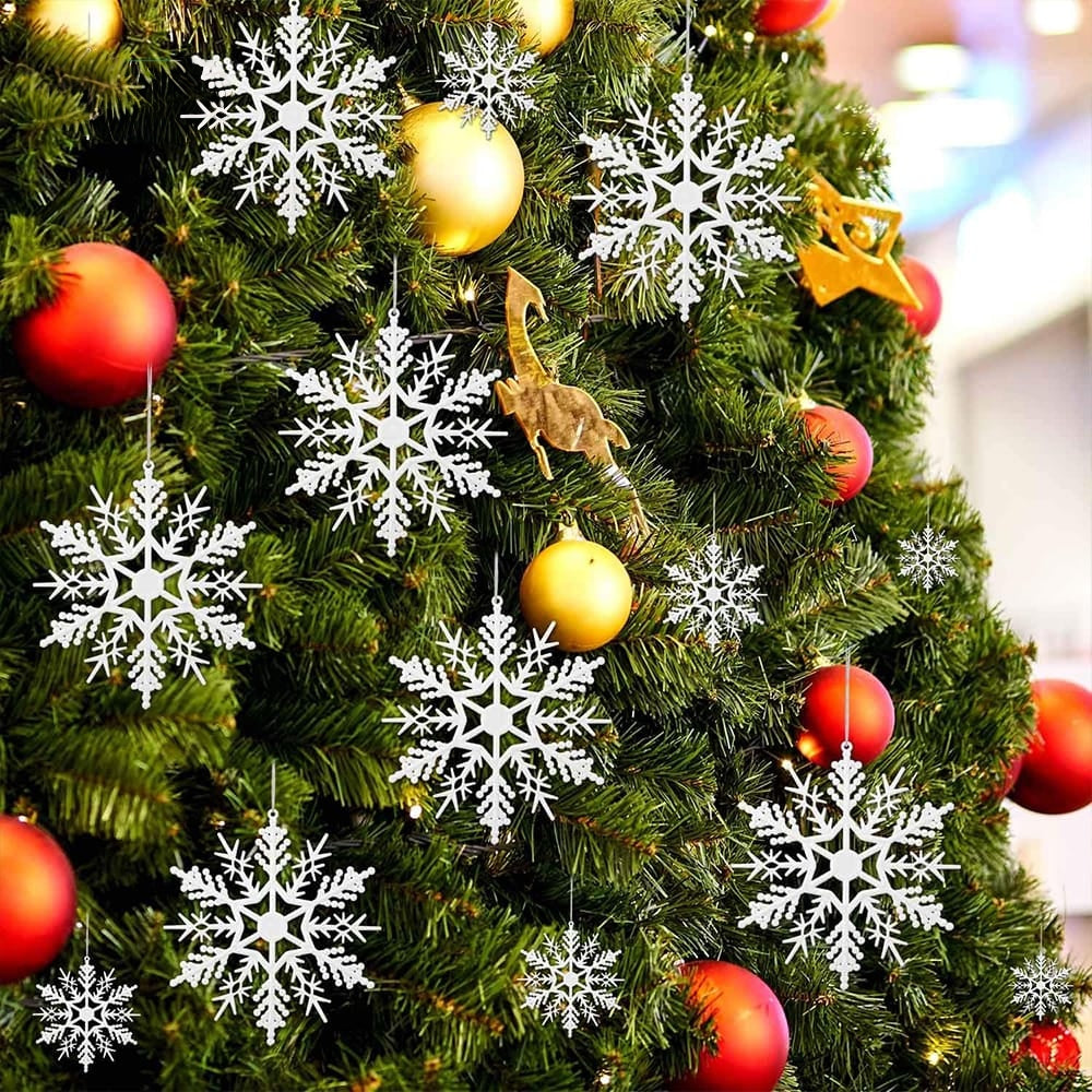 12-piece Christmas snowflake decorations, 8cm PVC plastic ornaments, available in Nairobi, Kenya