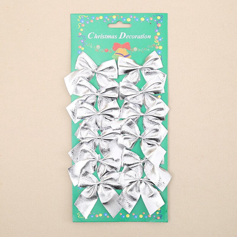 12-piece silver Christmas decorative bow set for trees and wreaths, available in Nairobi, Kenya