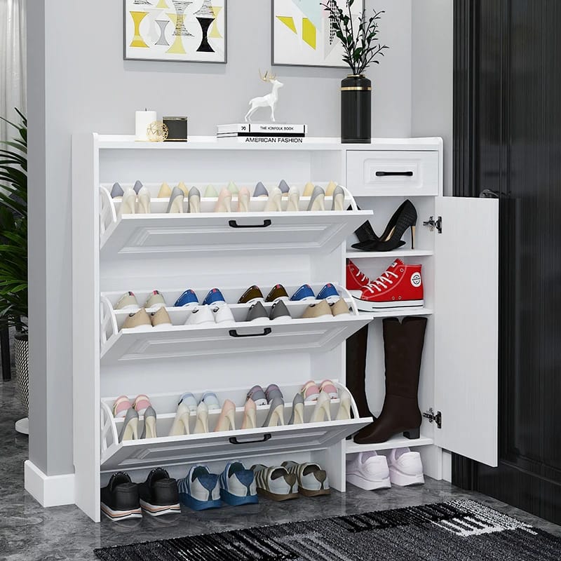 120 × 24 × 80cm tipping bucket flip shoe rack cabinet, stores 18–24 pairs of shoes, available in Nairobi, Kenya