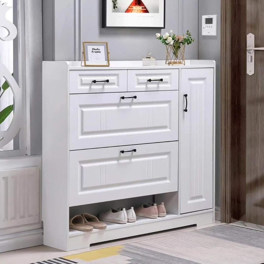 120 × 24 × 80cm Tipping Bucket Flip Shoe Rack Cabinet