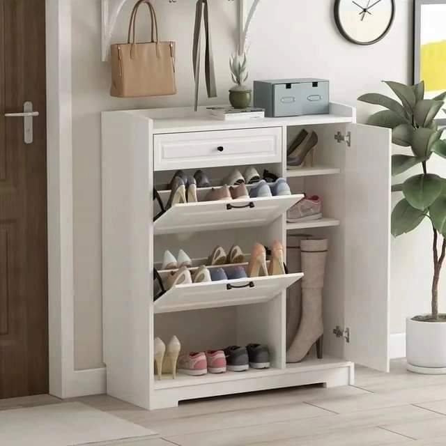120 × 24 × 80cm Tipping Bucket Flip Shoe Rack Cabinet