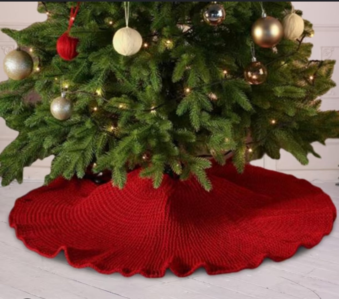 122cm knitted Christmas tree skirt for decorating the base of a Christmas tree available in Nairobi, Kenya