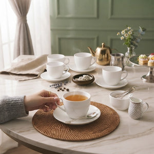 White Fine Porcelain 6 Cappuccino Cup and 6 Saucer Set, 250ml cups - available in Nairobi, Kenya