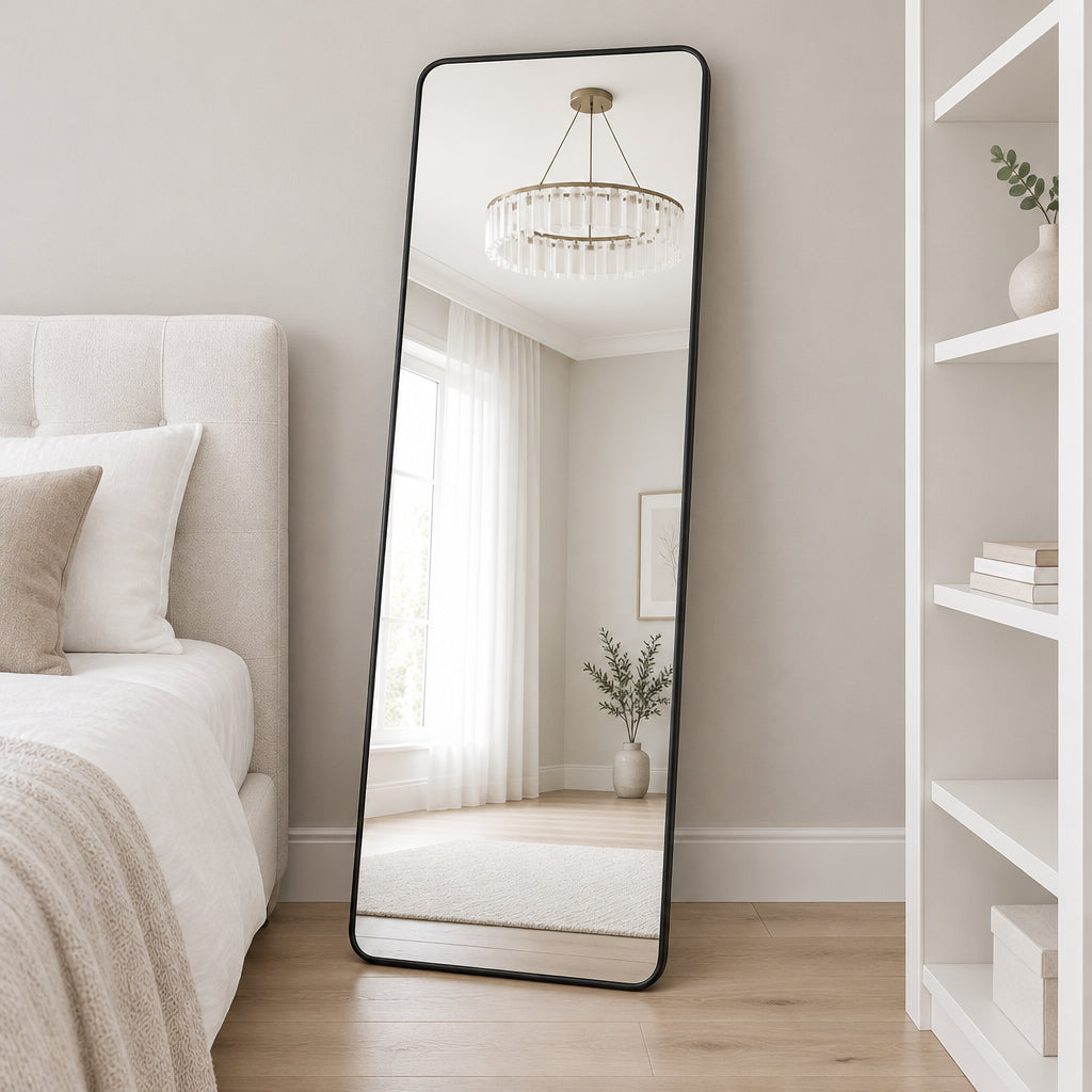 150 × 40cm slim metal frame rectangle wall-mounted dressing mirror, black, available in Nairobi, Kenya