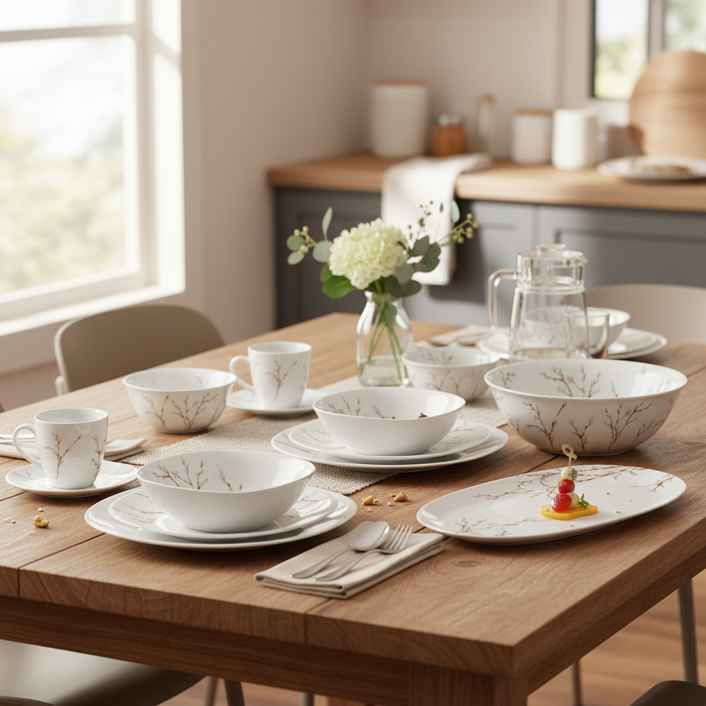 Luminarc Neo Carina Glass Dinner Set, 46-Piece – Hana White, N2314