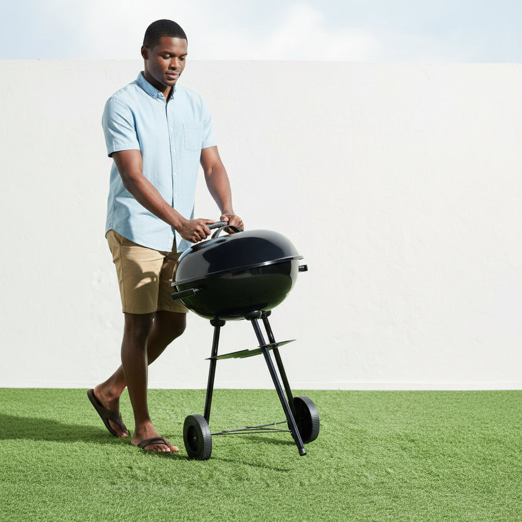 Kettle Charcoal BBQ Grill with Wheels & Lid 45 × 45 × 100 cm
