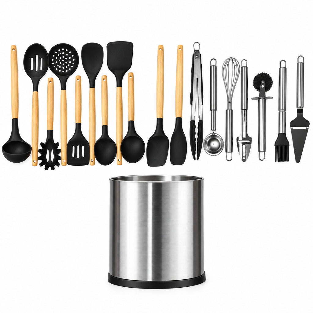 16-Piece Kitchen Accessories Block Set with Countertop Organiser