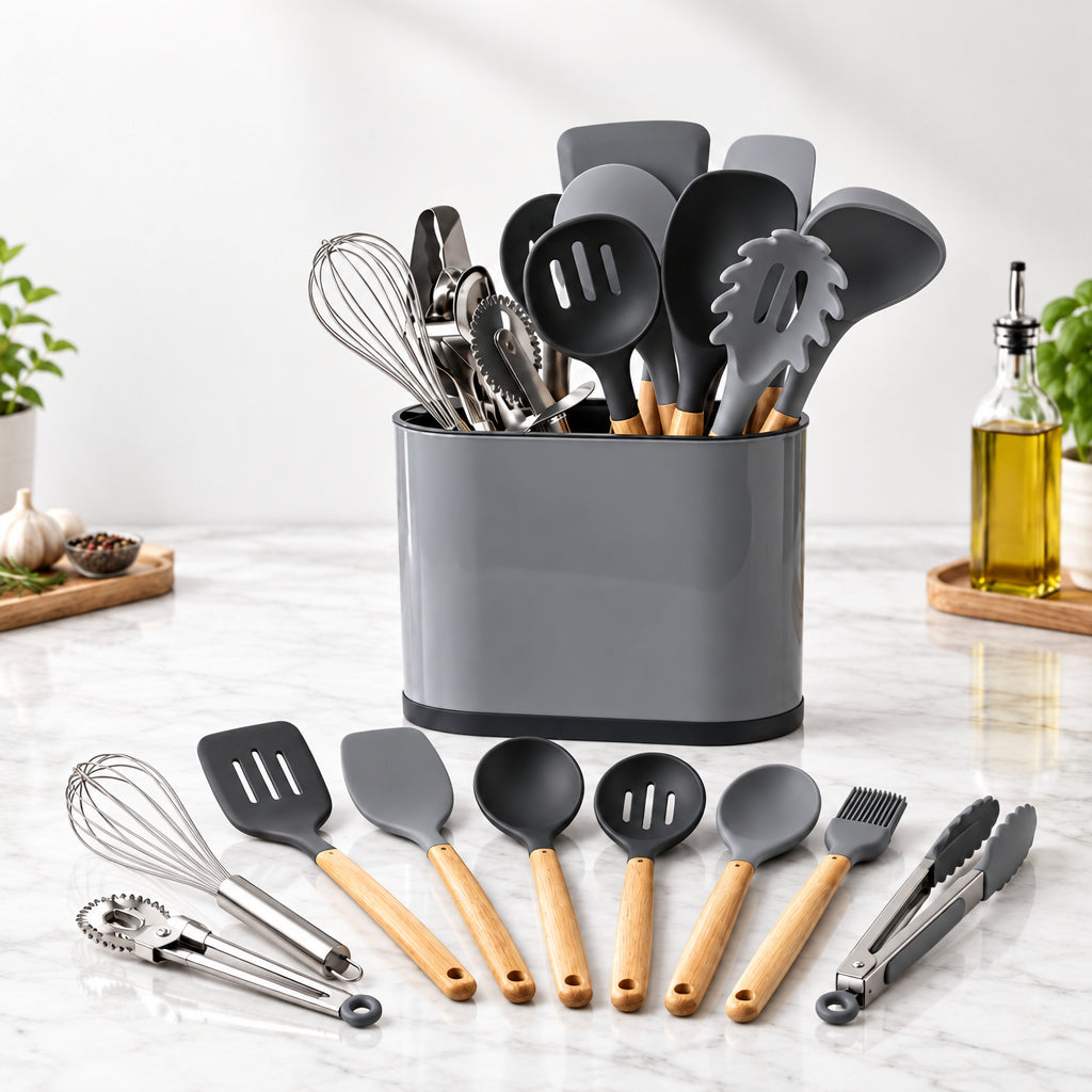 16-Piece Kitchen Accessories Block Set with Countertop Organiser