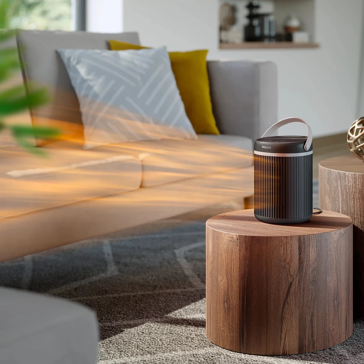 Philips 3000 Series CX3120/01 compact ceramic heater with smart Wi-Fi connectivity, Eco AI technology, ultra-quiet operation, and portable design for personal heating.