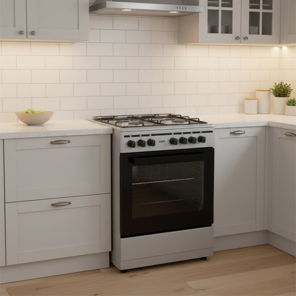 freestanding cooker 60x55 3 gas 1 electric burners electric oven inox grey kitchen stove multifunction cooker double glass door