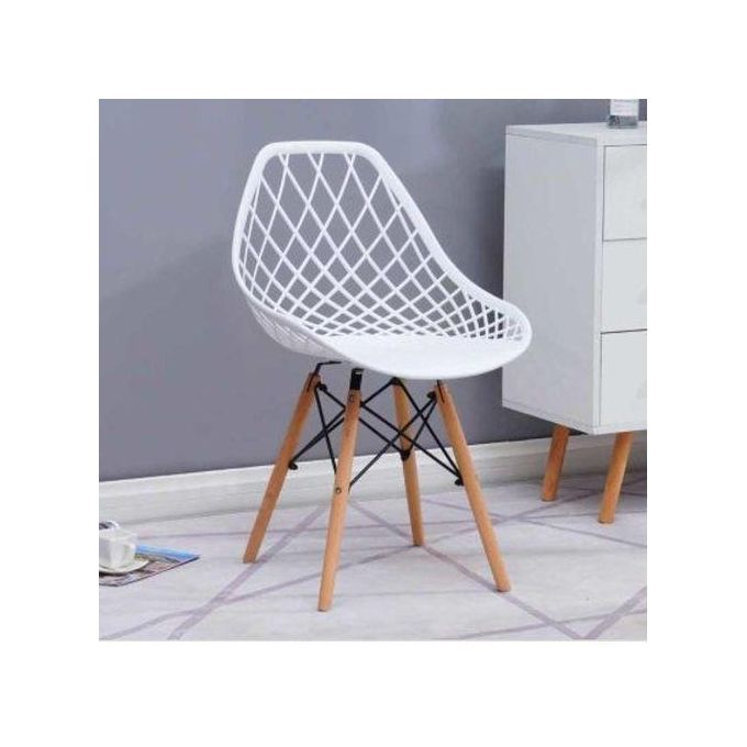 Mesh Plastic Dining Chair with Wooden Legs