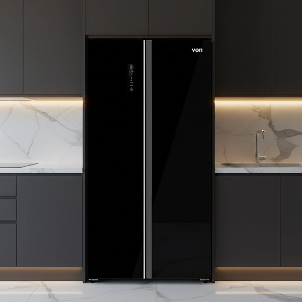 442l side by side refrigerator no frost inverter compressor black mirror glass smart cooling kitchen fridge 910x590x1770mm large capacity appliance