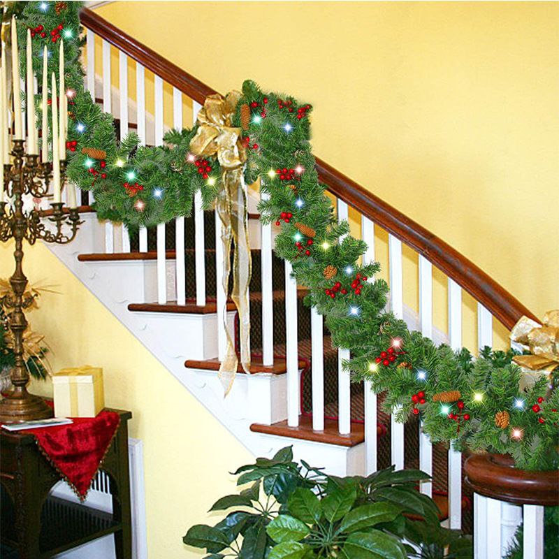 2.7m Christmas garland with LED lights, pine cones and red berries, available in Nairobi, Kenya
