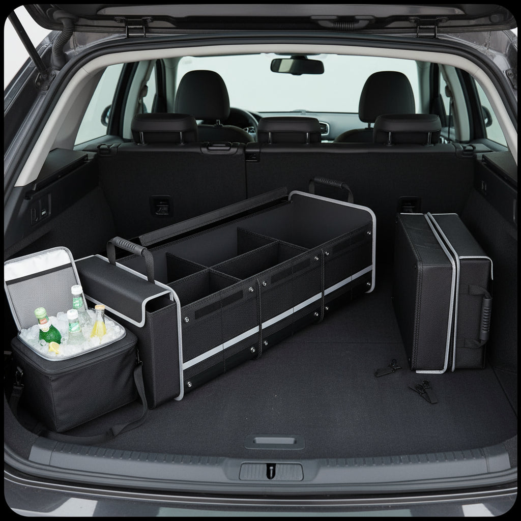 2-in-1 collapsible car boot organiser with insulated cooler bag, available in Nairobi, Kenya