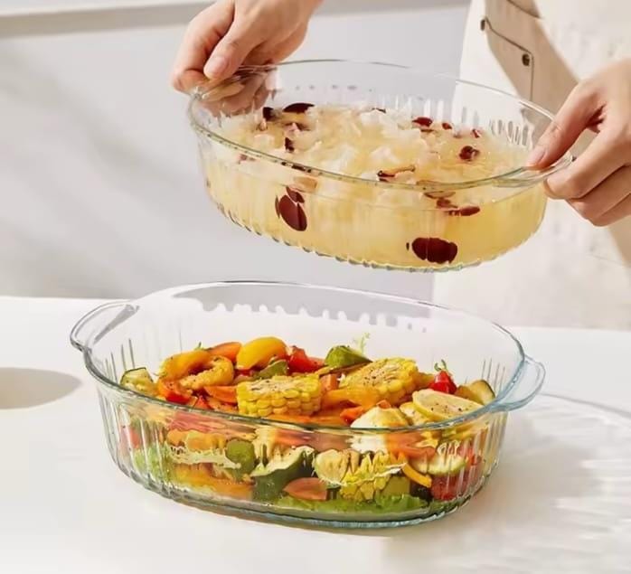 2-in-1 oval heat-resistant glass baking casserole set with large 2800ml and small 1800ml dishes, available in Nairobi, Kenya