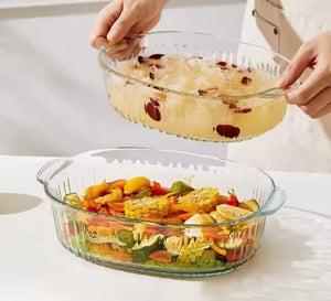 2-in-1 oval heat-resistant glass baking casserole set with large 2800ml and small 1800ml dishes, available in Nairobi, Kenya