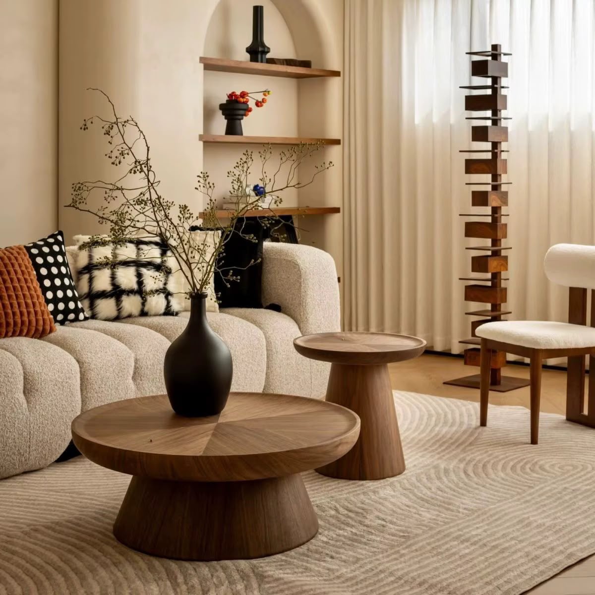 2-piece Italian-style solid wood nesting tables, walnut colour finish, available in Nairobi, Kenya