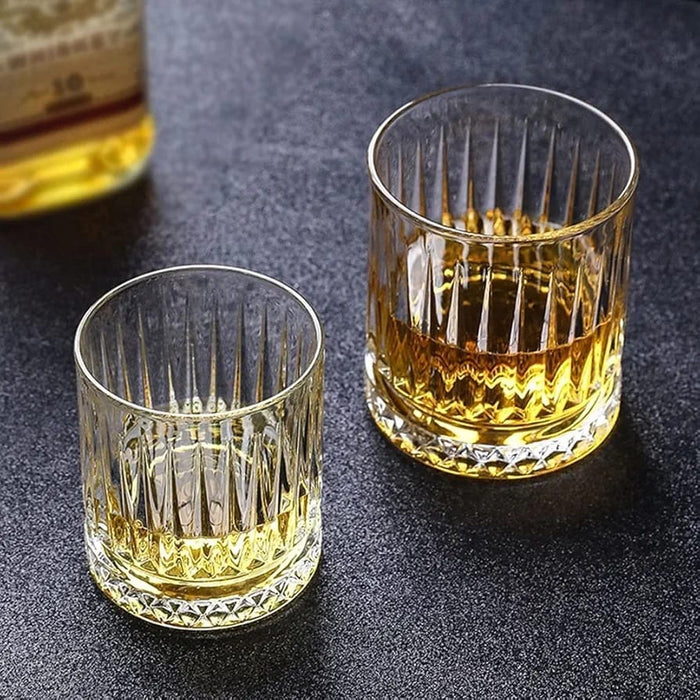 Set of 6 clear 225ml whiskey glasses with vertical striped texture for home bar and dining use, available in Nairobi, Kenya
