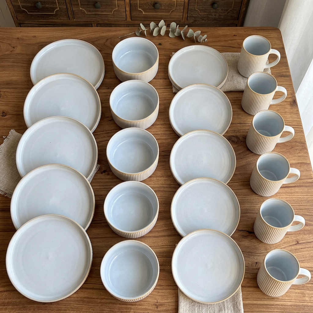 24 Piece Dinner Set with 6 Mugs, 6 Side Plates, 6 Dinner Bowls and 6 Dinner Plates,