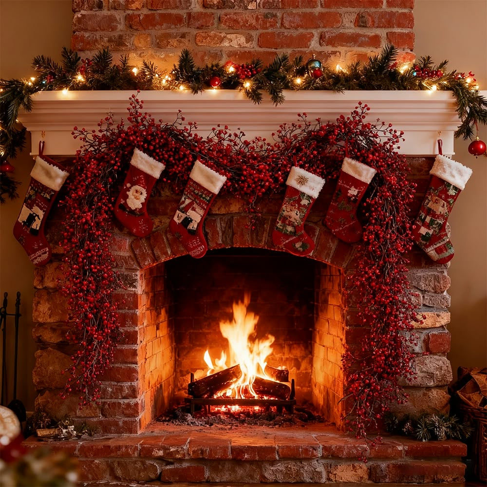 1.8M Artificial Red Hanging Christmas Plant Garland