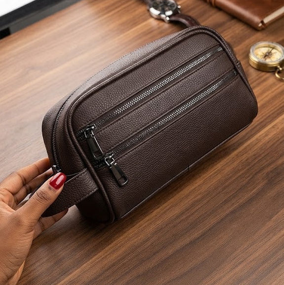 25 × 10 × 12 cm men's toiletry bag, brown, available in Nairobi, Kenya