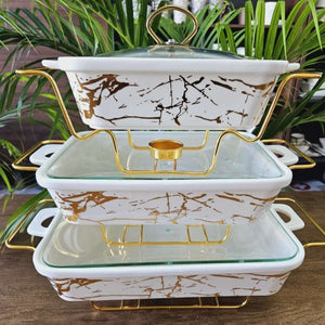3 Piece Food Warmer Set with Gold Stand, 3.5L, 2.7L and 1.8L - available in Nairobi, Kenya