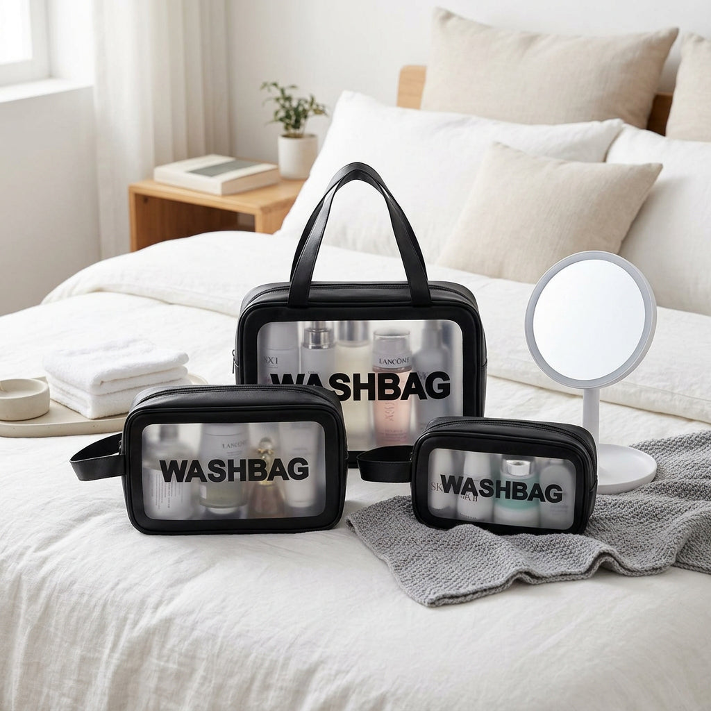 3-Piece Waterproof Wash Bag Set in Black, available in Nairobi, Kenya