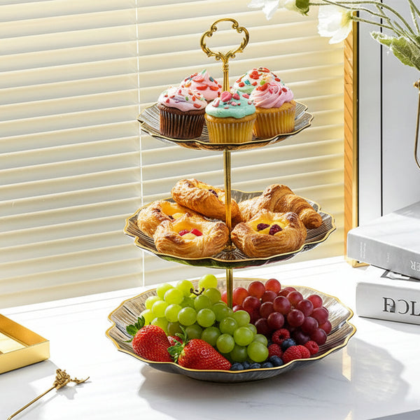 3-Tiered Acrylic Dessert Stand with Gold Accents