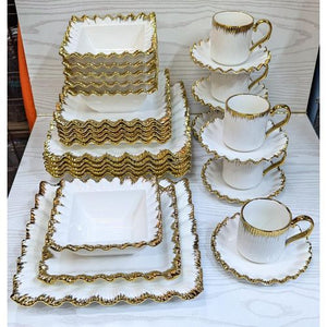 30 Piece Flare Gold Dinner Set with 6 Cups, 6 Saucers, 6 Bowls, 6 Side Plates and 6 Dinner Plates - available in Nairobi, Kenya