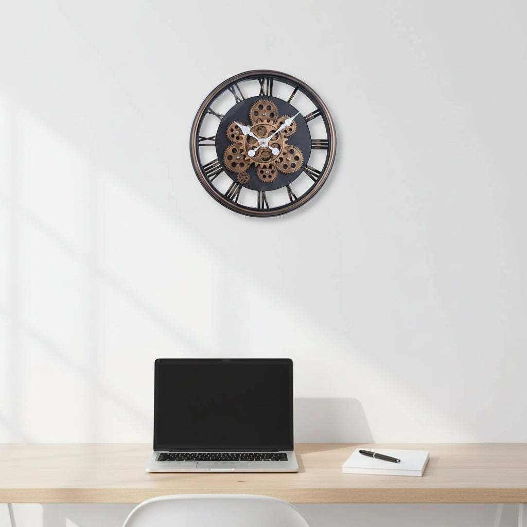 37.5cm Rose Gold Gear Wall Clock