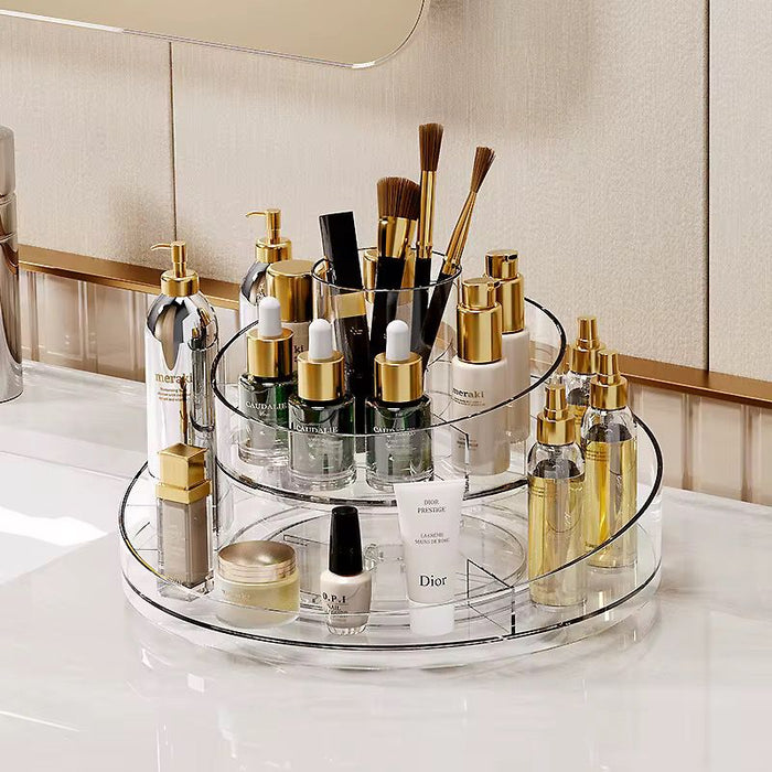 360° 2-Tier Rotating Acrylic Organiser, Transparent Crystal-Cut Design - available in Nairobi, Kenya