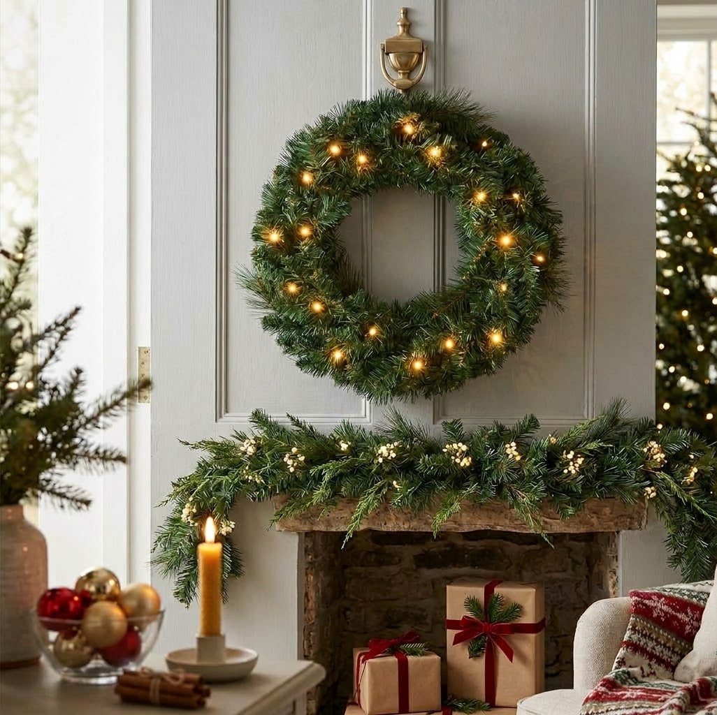 38 cm Christmas wreath decoration with LED lights, available in Nairobi, Kenya