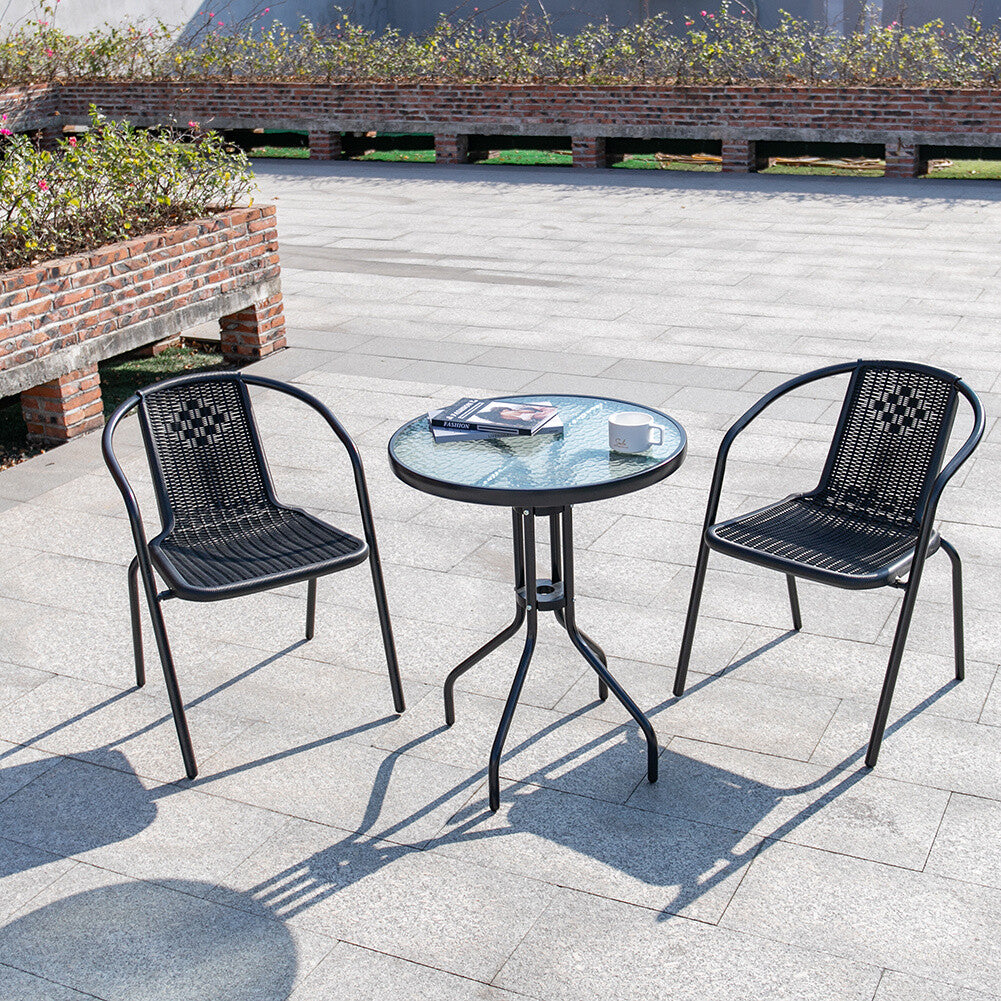 3pc Bistro Set Steel & Wicker #8882