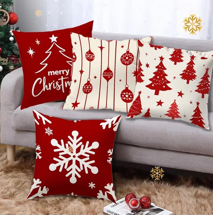 4-piece Christmas cushion cover set with Santa Claus prints, 45 × 45cm each, fillers not included, available in Nairobi, Kenya