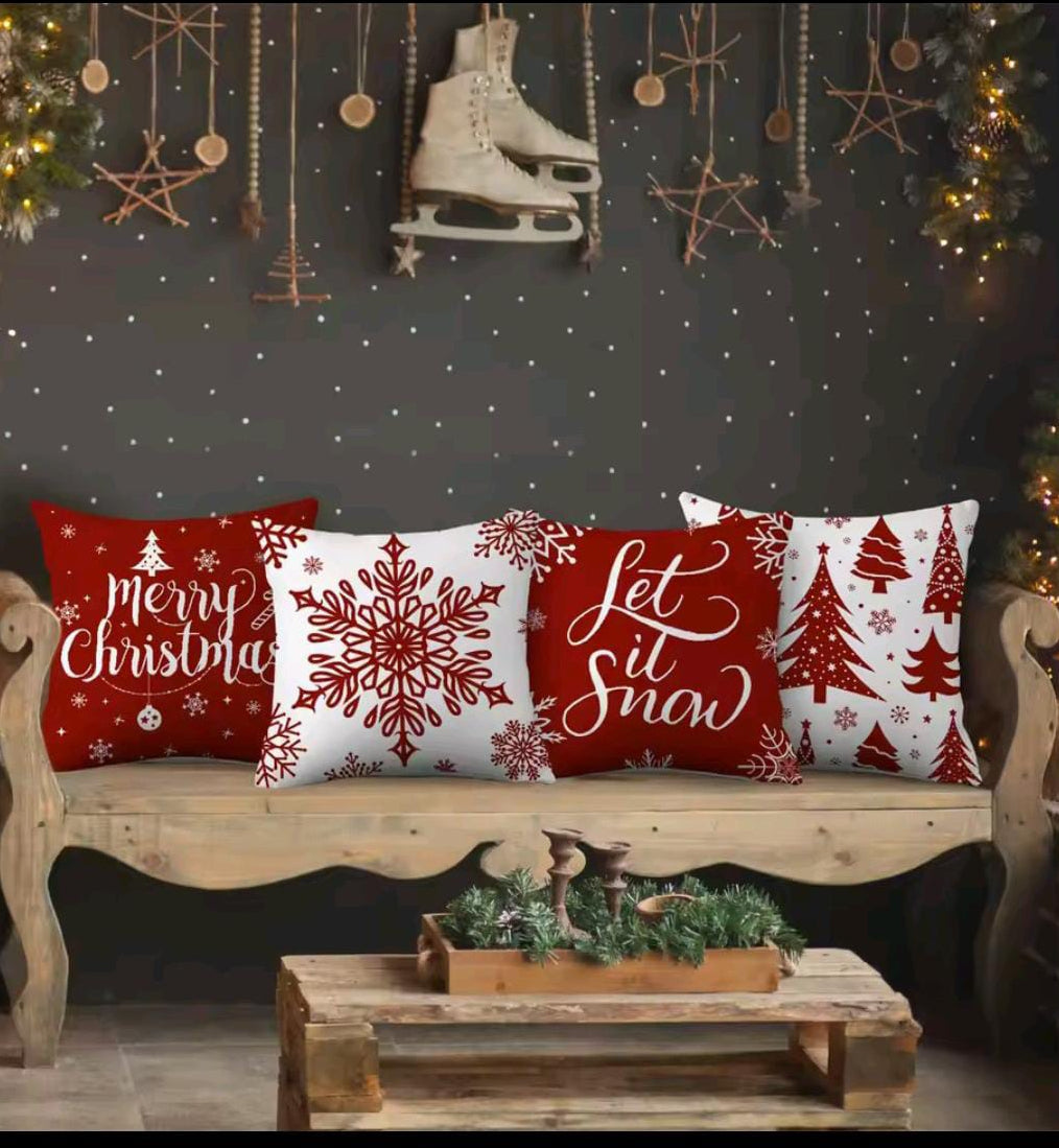 4-piece Christmas cushion cover set with Santa Claus prints, 45 × 45cm each, available in Nairobi, Kenya